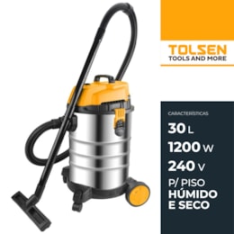 Aspirador Tolsen Profissional 1200W p/ Sólidos e Líquidos - 30L