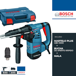 Martelo Perfurador Bosch Profissional GBH 3000 + Mala (061124A006)