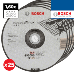 Disco Côncavo Corte Bosch Standard p/ Inox 230MMx1,9MM - 25UNI (2608601514)