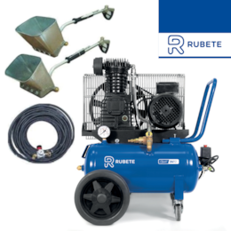 Compressor Rubete de Correias 24R2 p/ Projetar Reboco c/ Kit Mangueira + Pistola de Parede + Pistola de Tetos + Regulador de Pressão