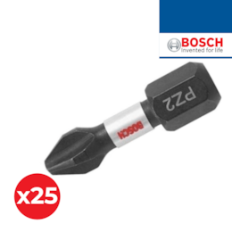 Bit Pozidriv Impacto Bosch p/ Sistema Pick and Click PZ2x25MM - 25UNI (2607002804)