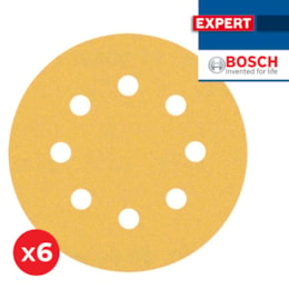 6x Lixa Bosch Expert C470 p/ Lixadeira Ø125MM - Grão 2x60 / 2x120 / 2x240 (2608900812)
