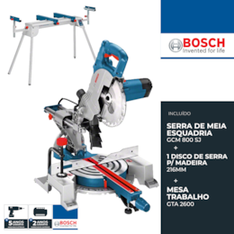 Serra de Esquadria GCM 800 SJ + Bancada GTA 2600 Bosch Profissional