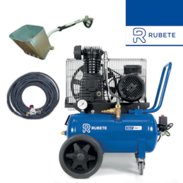 Compressor Rubete de Correias 24R2 p/ Projetar Reboco c/ Kit Mangueira + Pistola de Parede + Regulador de Pressão