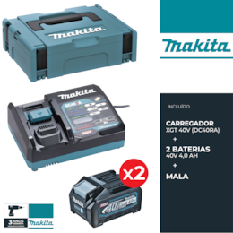 Kit Makita 2 Baterias 40V 4.0Ah +  Carregador DC40RA + Mala