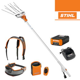 Varejador de Oliveiras Stihl SPA 130 + Bateria AP 500 S 9.4Ah + Carregador + Smart Connector 2A + Arnês + Bolsa