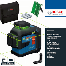 Nível Laser Bosch GLL 80-33 G + Suporte LB10 + Bolsa (0601065500)